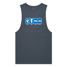 Load image into Gallery viewer, adult-mens-petrol-blue-tank-top-surf-chill-sleep-repeat-chllen-lifestyle-wear