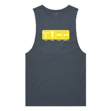 Load image into Gallery viewer, adult-mens-petrol-blue-yellow-tank-top-gym-chill-sleep-repeat-chllen-lifestyle-wear