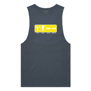 adult-mens-petrol-blue-yellow-tank-top-gym-chill-sleep-repeat-chllen-lifestyle-wear