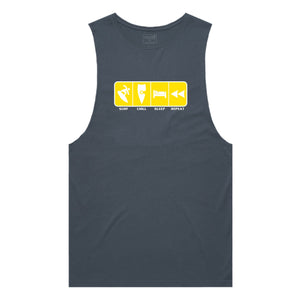 adult-mens-petrol-blue-yellow-tank-top-surf-chill-sleep-repeat-chllen-lifestyle-wear