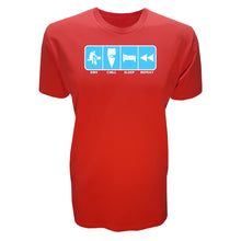 Load image into Gallery viewer, adult-mens-red-fluro-light-blue-casual-bmx-wear-t-shirt-bmx-chill-sleep-repeat-chllen-lifestyle-wear