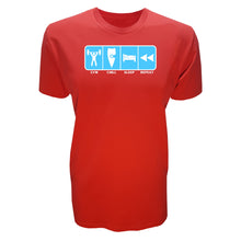 Load image into Gallery viewer, adult-mens-red-fluro-light-blue-casual-gym-wear-t-shirt-gym-chill-sleep-repeat-chllen-lifestyle-wear