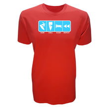 Load image into Gallery viewer, adult-mens-red-fluro-light-blue-casual-surf-wear-t-shirt-surf-chill-sleep-repeat-chllen-lifestyle-wear