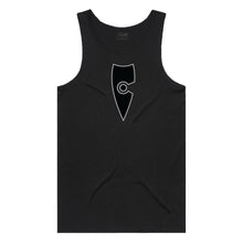 Load image into Gallery viewer, adult-mens-stylish-black-black-grey-two-tone-gym-wear-tank-top-singlet-shirt-emblem-chllen-lifestyle-wear