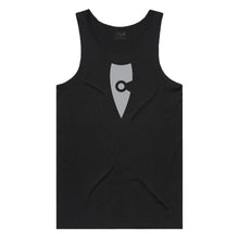 Load image into Gallery viewer, adult-mens-stylish-black-grey-two-tone-gym-tank-top-singlet-shirt-emblem-chllen-lifestyle-wear