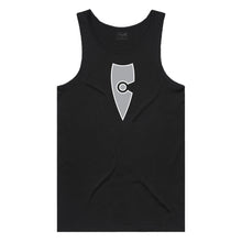 Load image into Gallery viewer, adult-mens-stylish-black-grey-white-two-tone-gym-wear-tank-top-singlet-shirt-emblem-chllen-lifestyle-wear