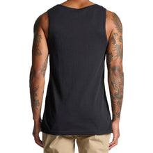 Load image into Gallery viewer, adult-mens-stylish-black-white-grey-two-tone-gym-wear-tank-top-singlet-shirt-emblem-chllen-lifestyle-wear-model-back