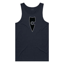 Load image into Gallery viewer, adult-mens-stylish-navy-black-grey-two-tone-gym-wear-tank-top-singlet-shirt-emblem-chllen-lifestyle-wear