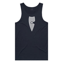 Load image into Gallery viewer, adult-mens-stylish-navy-grey-white-two-tone-gym-wear-tank-top-singlet-shirt-emblem-chllen-lifestyle-wear