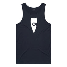 Load image into Gallery viewer, adult-mens-stylish-navy-white-grey-two-tone-gym-wear-tank-top-singlet-shirt-emblem-chllen-lifestyle-wear