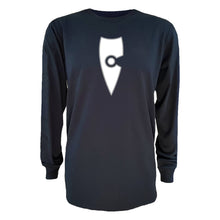 Load image into Gallery viewer, adult-mens-stylish-navy-white-long-sleeve-shirt-emblem-chllen-lifestyle-wear