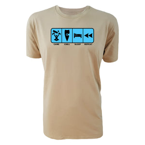 adult-mens-tan-fluro-light-blue-casual-gaming-t-shirt-game-chill-sleep-repeat-chllen-lifestyle-wear