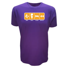 Load image into Gallery viewer, adult-mens-violet-purple-orange-casual-bmx-wear-t-shirt-bmx-chill-sleep-repeat-chllen-lifestyle-wear