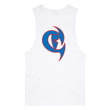 Load image into Gallery viewer, adult-mens-white-blue-red-two-tone-gym-wear-tank-top-singlet-shirt-evolve-chllen-lifestyle-wear