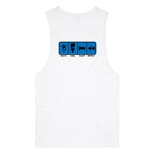 Load image into Gallery viewer, adult-mens-white-blue-tank-top-skate-chill-sleep-repeat-chllen-lifestyle-wear