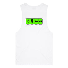 Load image into Gallery viewer, adult-mens-white-green-tank-top-skate-chill-sleep-repeat-chllen-lifestyle-wear