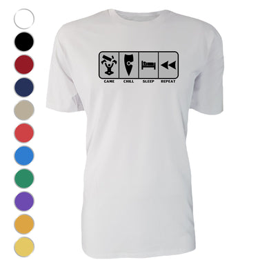 adult-mens-white-grey-casual-gaming-t-shirt-game-chill-sleep-repeat-chllen-lifestyle-wear