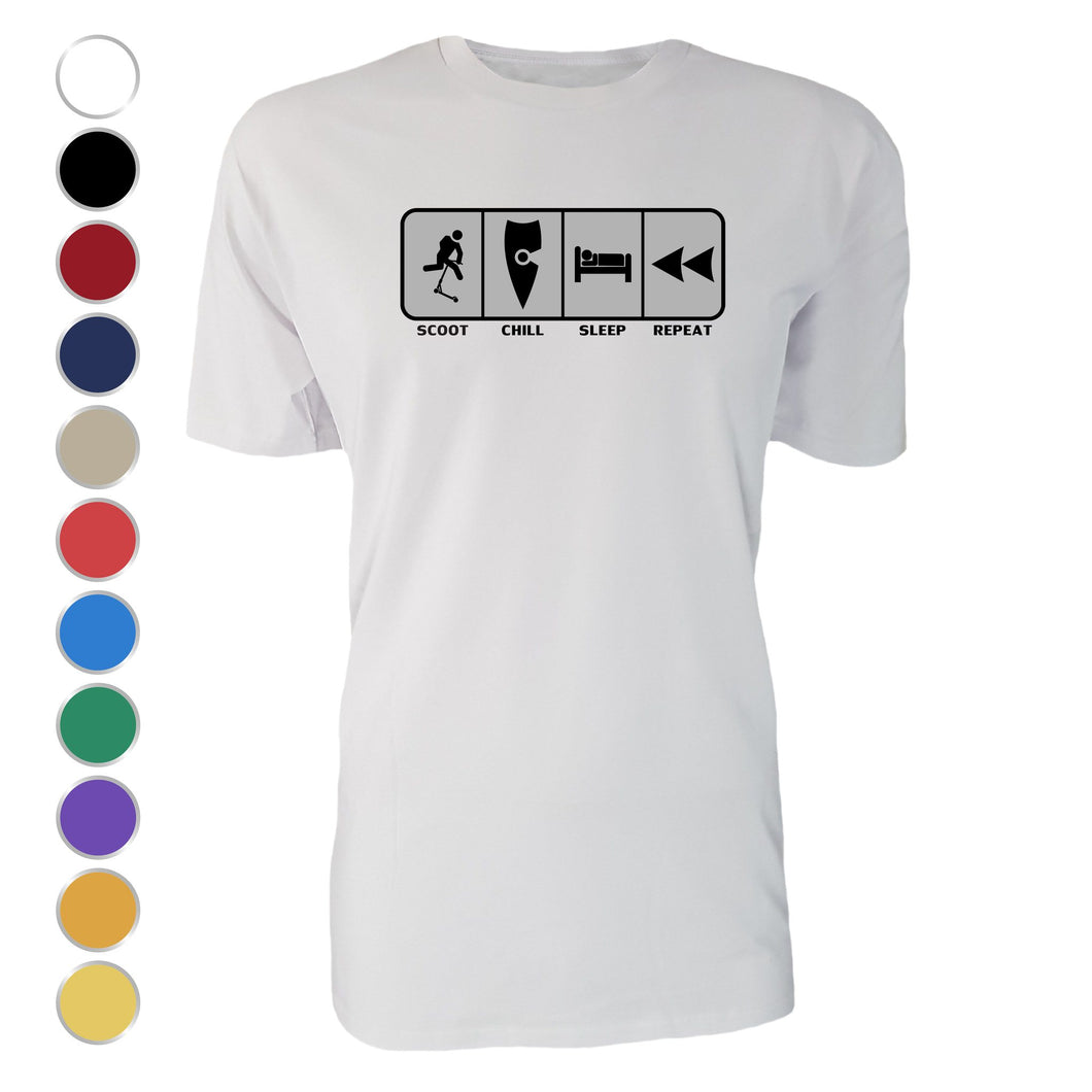 adult-mens-white-grey-casual-scoot-wear-t-shirt-scoot-chill-sleep-repeat-chllen-lifestyle-wear