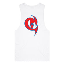 Load image into Gallery viewer, adult-mens-white-red-blue-two-tone-gym-wear-tank-top-singlet-shirt-evolve-chllen-lifestyle-wear