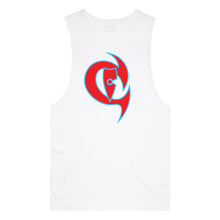 Load image into Gallery viewer, adult-mens-white-red-fluro-light-blue-two-tone-gym-wear-tank-top-singlet-shirt-evolve-chllen-lifestyle-wear