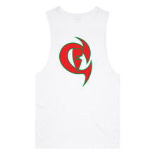 Load image into Gallery viewer, adult-mens-white-red-green-two-tone-gym-wear-tank-top-singlet-shirt-evolve-chllen-lifestyle-wear