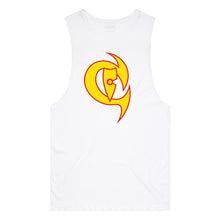 Load image into Gallery viewer, adult-mens-white-yellow-red-two-tone-gym-wear-tank-top-singlet-shirt-evolve-chllen-lifestyle-wear