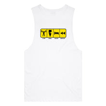 Load image into Gallery viewer, adult-mens-white-yellow-tank-top-gym-chill-sleep-repeat-chllen-lifestyle-wear