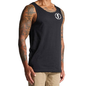 adults-mens-black-white-two-tone-tank-top-singlet-shirt-casual-gym-wear-chllen-lifestyle-wear-model-angle