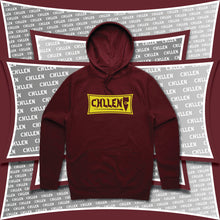 Load image into Gallery viewer, Adult Mens Stylish Chill Burgundy Yellow Hoodie Jumper Aussie Australian lifestyle wear clothing brands CHLLEN Lifestyle Wear