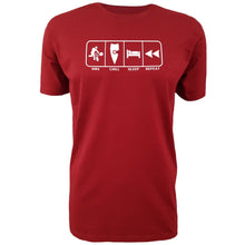 Load image into Gallery viewer, kids red bmx shirt eat sleep skate repeat kids red tee shirt bmx chill sleep repeat shirt bmx chill sleep repeat chllen lifestyle wear