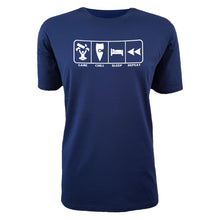 Load image into Gallery viewer, kids blue gaming game shirt eat sleep game repeat kids blue tee shirt gaming game chill sleep repeat shirt