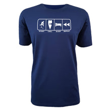 Load image into Gallery viewer, kids blue scooter scoot shirt eat sleep scoot repeat kids blue tee shirt scootering scoot chill sleep repeat shirt