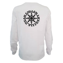 Load image into Gallery viewer, womans-girls-ladies-white-black-long-sleeve-blossom-chllen-lifestyle-wear-back