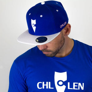 chillen chllen lifestyle wear blue-white snapback hat 1st edition