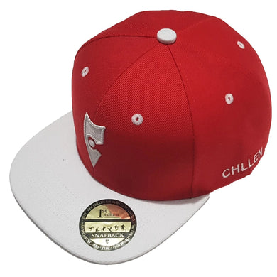 chillen chllen lifestyle wear red-white snapback hat 1st edition