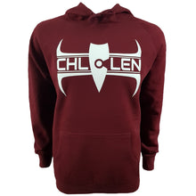 Load image into Gallery viewer, chllen lifestyle wear adults mens stylish burgundy hoodie brand logo deluxe front