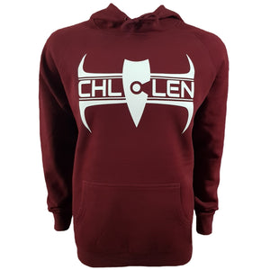 chllen lifestyle wear adults mens stylish burgundy hoodie brand logo deluxe front