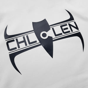 chllen lifestyle wear adults mens stylish white hoodie Brand Logo Deluxe Logo