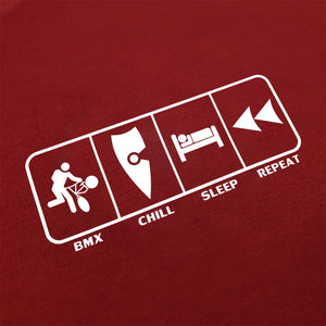 chllen lifestyle wear eat sleep bmx repeat mens red tee shirt bmx chill sleep repeat logo