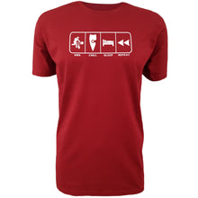 Load image into Gallery viewer, chllen lifestyle wear eat sleep bmx repeat mens red tee shirt bmx chill sleep repeat shirt