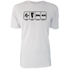 Load image into Gallery viewer, chllen lifestyle wear eat sleep bmx repeat mens white tee shirt bmx chill sleep repeat shirt
