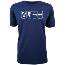 Load image into Gallery viewer, chllen lifestyle wear eat sleep game repeat mens blue tee shirt game chill sleep repeat shirt