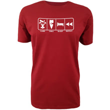 Load image into Gallery viewer, chllen lifestyle wear eat sleep game repeat mens red tee shirt game chill sleep repeat shirt