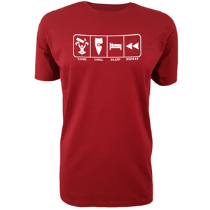 chllen lifestyle wear eat sleep game repeat mens red tee shirt game chill sleep repeat shirt