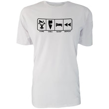 Load image into Gallery viewer, chllen lifestyle wear eat sleep game repeat mens white tee shirt game chill sleep repeat shirt