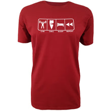 Load image into Gallery viewer, chllen lifestyle wear eat sleep gym repeat mens red tee shirt bodybuilding gym chill sleep repeat shirt