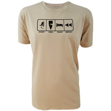 Load image into Gallery viewer, chllen lifestyle wear eat sleep scoot repeat mens tan tee shirt scootering scoot chill sleep repeat shirt
