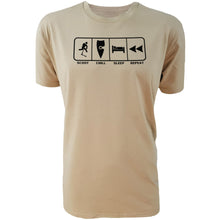 Load image into Gallery viewer, chllen lifestyle wear eat sleep scoot repeat mens tan tee shirt scootering scoot chill sleep repeat shirt
