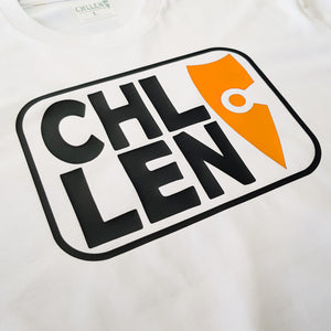 mens fluro orange tee shirt radiate sodalite logo chllen lifestyle wear