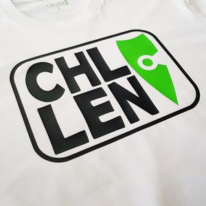 mens green tee shirt radiate aragonite logo chllen lifestyle wear
